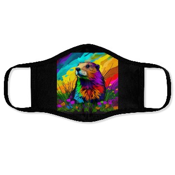 Discover multicolor groundhog.groundhog day ,groundhog gift Face Masks