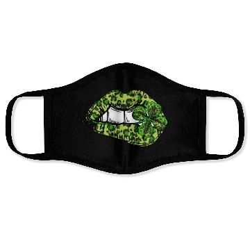 Discover Leopard Green Irish Lips St Patricks Day Face Masks