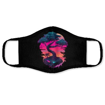 Discover Synthwave Bonsai Tree Face Masks