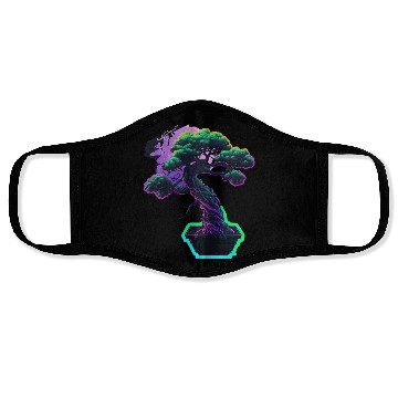 Discover Synthwave Bonsai Tree Face Masks