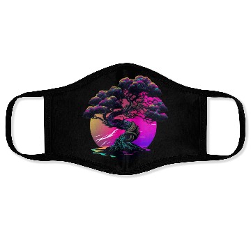 Discover Synthwave Bonsai Tree Face Masks