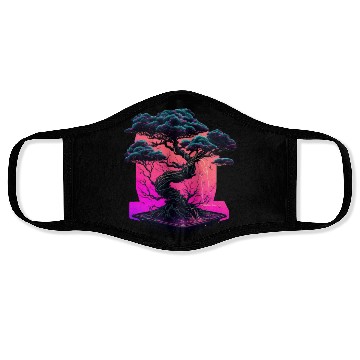Discover Synthwave Bonsai Tree Face Masks