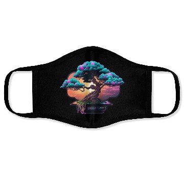 Discover Synthwave Bonsai Tree Face Masks