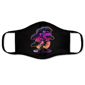 Discover Synthwave Bonsai Tree Face Masks
