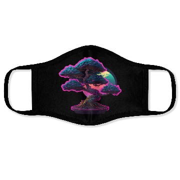 Discover Synthwave Bonsai Tree Face Masks