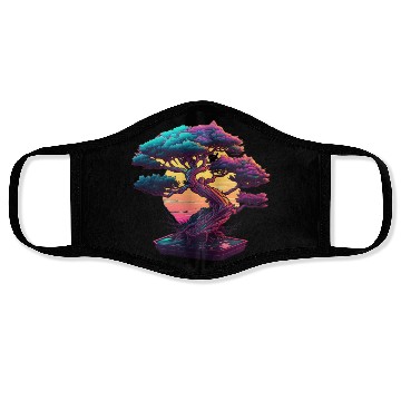 Discover Synthwave Bonsai Tree Face Masks