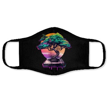 Discover Synthwave Bonsai Tree Face Masks
