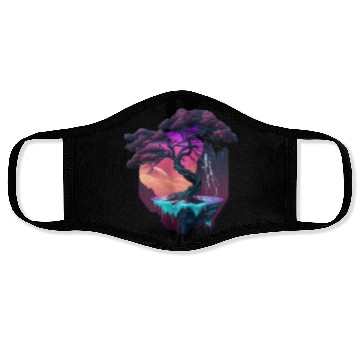 Discover Synthwave Bonsai Tree Face Masks