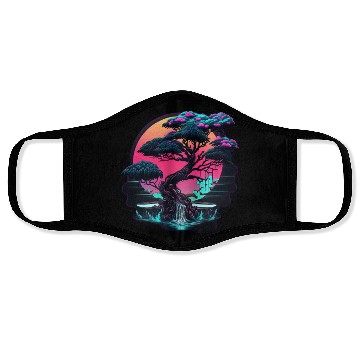 Discover Synthwave Bonsai Tree Face Masks