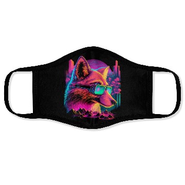 Discover Retro Futuristic Synthwave Fox Face Masks