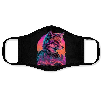 Discover Retro Futuristic Synthwave Fox Face Masks