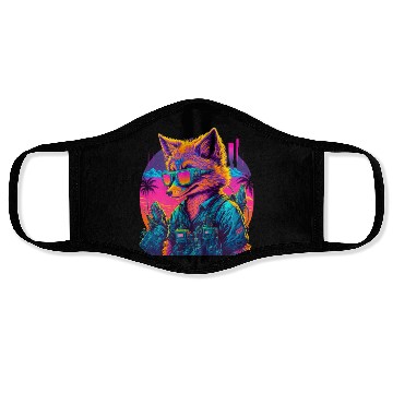Discover Retro Futuristic Synthwave Fox Face Masks