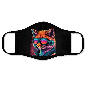 Discover Retro Futuristic Synthwave Fox Face Masks