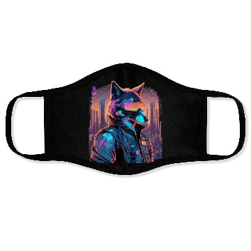 Discover Retro Futuristic Synthwave Fox Face Masks