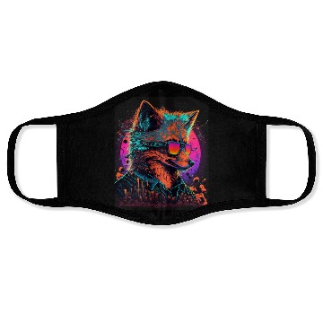 Discover Retro Futuristic Synthwave Fox Face Masks