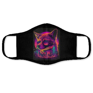 Discover Retro Futuristic Synthwave Fox Face Masks