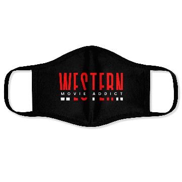 Discover Western movie addict red & white typography design Face Masks