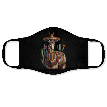 Discover Cute Llama Animal Lovers Mexican Llama Mexican Face Masks