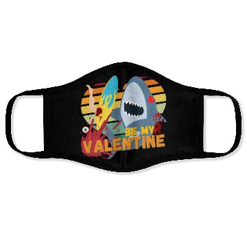 Discover Shark be my Valentine Blood Surf Design Face Masks
