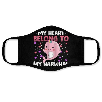 Discover Valentines Day My Heart Belong to My Narwhal Boys Face Masks