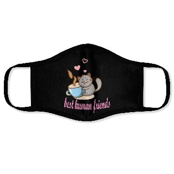 Discover cats and coffee best human friends Face Masks