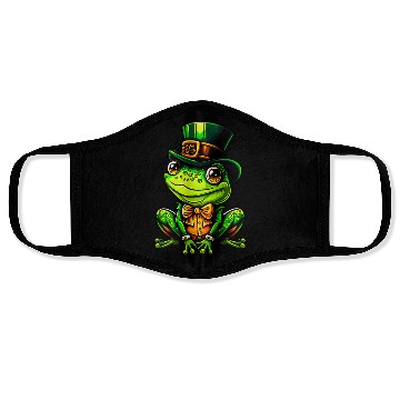 Discover Magical Frog With St Patrick Day Top Hat Face Masks