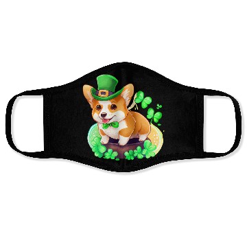 Discover St Patrick's Day Irish Cute Corgi Saint Patrick Face Masks