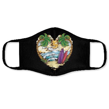 Discover Beach love surfing Face Masks