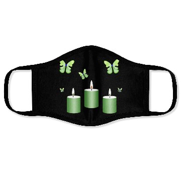 Discover Green candle with butterflies Face Masks