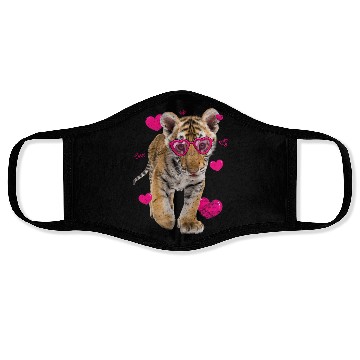 Discover Cute Tiger Cub Gift Valentine Day Heart Tiger Face Face Masks