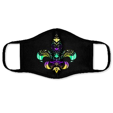 Discover Purple, Green And Golden Patterned Fleur De Lis Face Masks