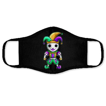 Discover Cute Kawaii Jester With Mask For Mardi Gras Face Masks