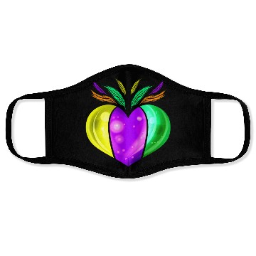 Discover Yellow Golden, Purple And Green Heart For Mardi Face Masks