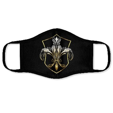 Discover Golden Coat Of Arms With Fleur De Lis Mardi Gras Face Masks