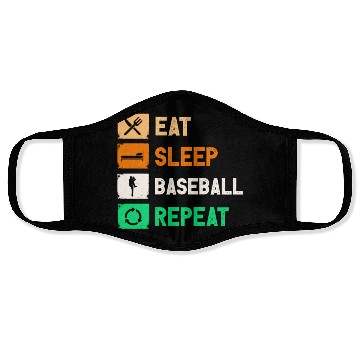 Discover Eat Sleep Baseball Repeat Funny Gaming Face Masks