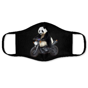 Discover Panda Riding on Motorcycle Face Masks