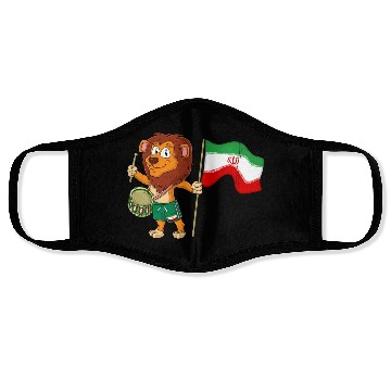 Discover Lion with the Iran flag Face Masks