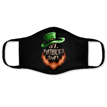 Discover Green Hat And Red Beard Logo For St Patricks Day Face Masks