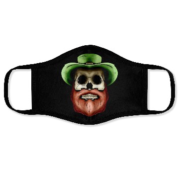 Discover Skull With Green Hat And Red Beard For St Face Masks