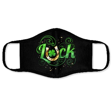 Discover Green Golden Luck Logo With Horseshoe For St Face Masks