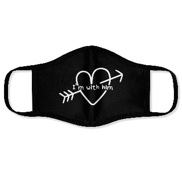 Discover I´m with him heart couple outfit Face Masks