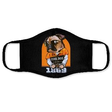 Discover Black Orange Cool Dog Face Masks