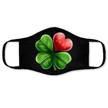 Discover Four Leaf Clover Shamrock With Heart For St Face Masks