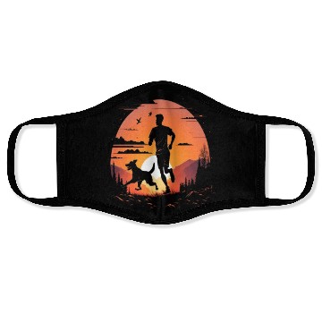Discover Runner Dog Animal Lover Dog Dad Silhouette Face Masks