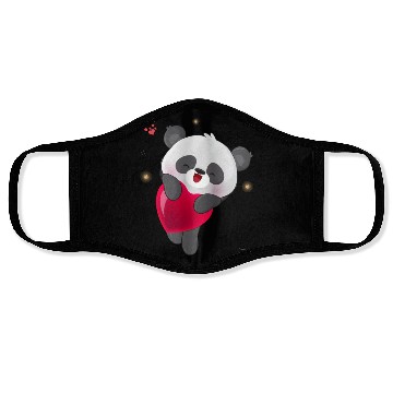 Discover Cute Panda Embrace Heart Design Face Masks