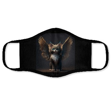 Discover Kitten Cat with wings adorable digital painting Face Masks