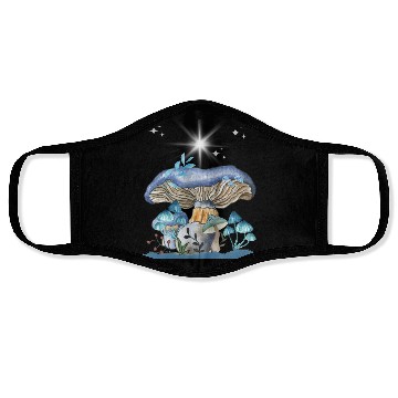 Discover Pastel Blue Mushrooms Face Masks