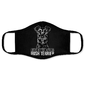 Discover Irish Terrier life is better dog saying dog mom Face Masks