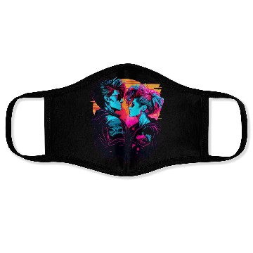 Discover Get the Hottest Cyberpunk Synthwave Art - In Love Face Masks