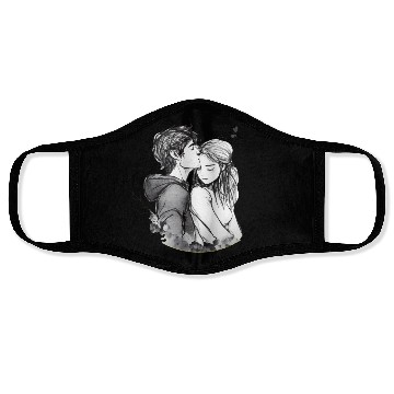 Discover Romantic couple embrace lovingly ink Face Masks